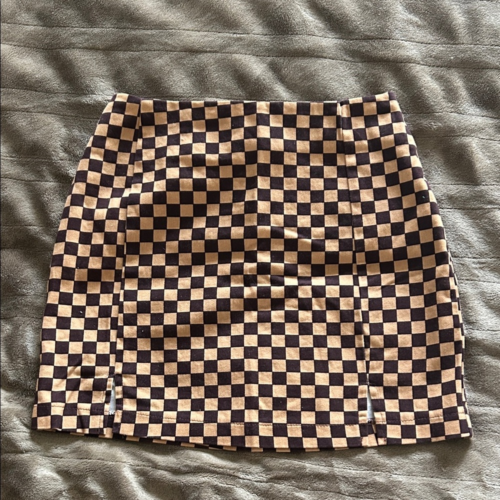 love on a hanger Black and Brown Checkerboard Mini Skirt